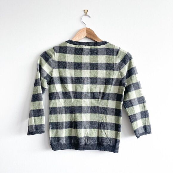 Karen Nico Women's Cardigan Flowering Plaid Green Black Beaded Button Small - Picture 6 of 9